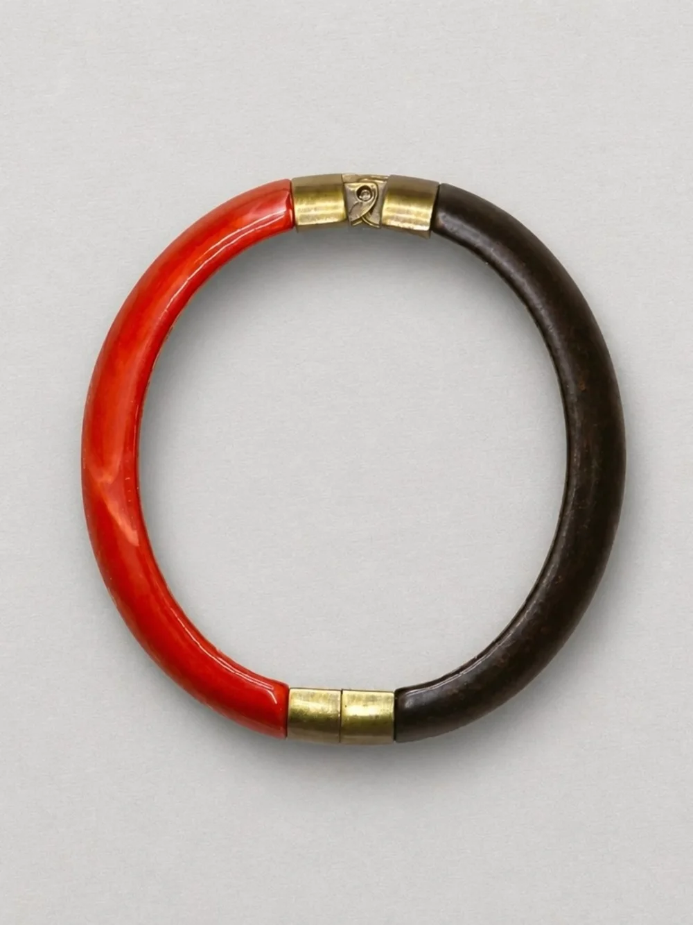 Premier Design Faux Wood Spring Hinge Bangle Bracelet Red